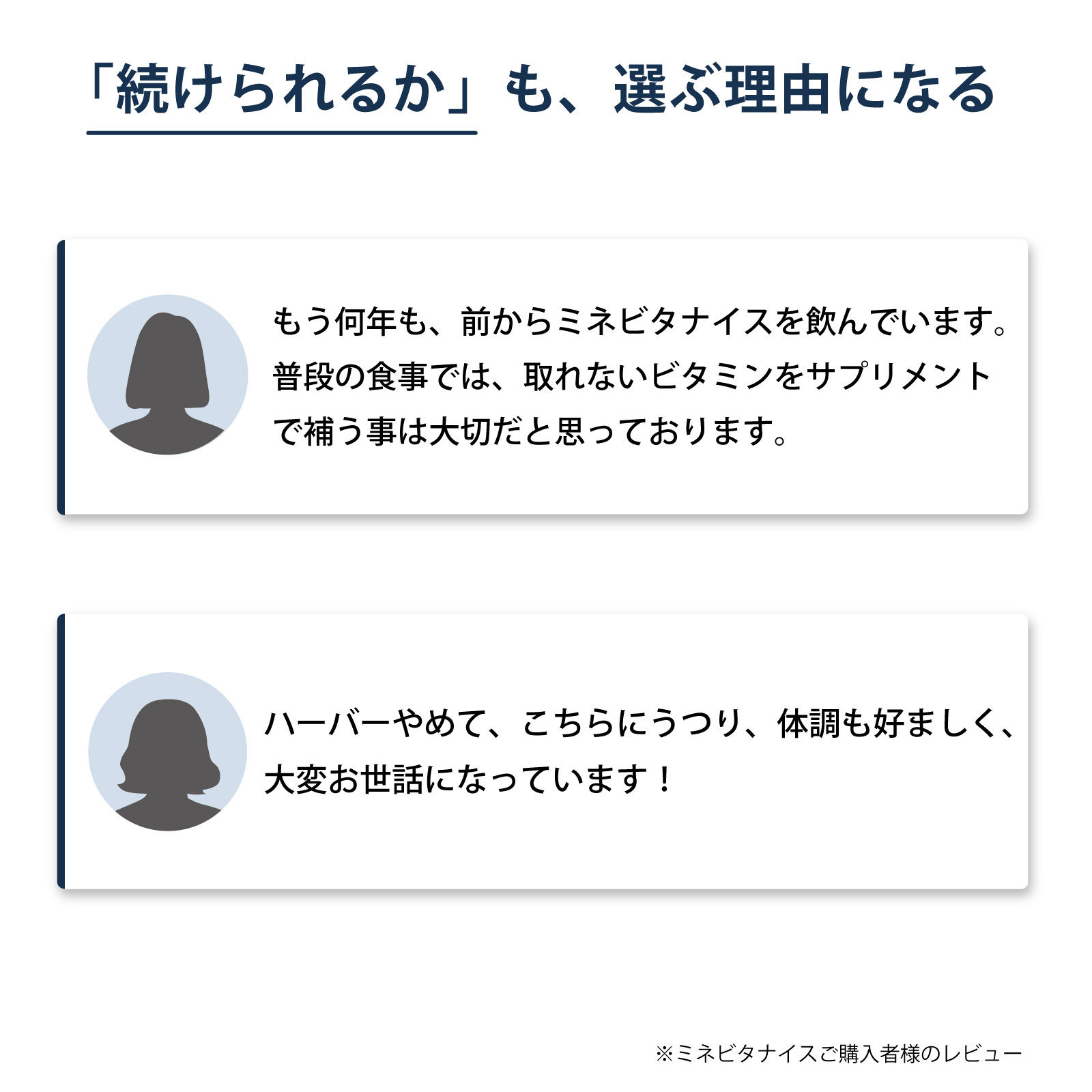 アイナチュラ社ミネビタナイスをご購入いただいた方からこんなお声をいただいています