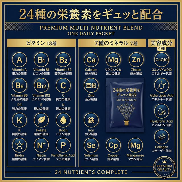 ナイスパックに含まれる全24種の栄養素の説明